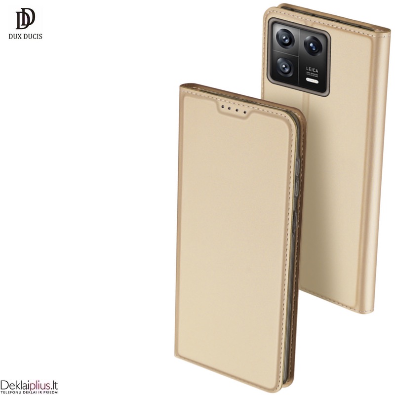 Dux Ducis Skin Pro dirbtinės odos dėklas - auksinės spalvos Xiaomi 13 telefonams Dux Ducis Skin Pro dirbtinės odos dėklas - auksinės spalvos Xiaomi 13 telefonams
